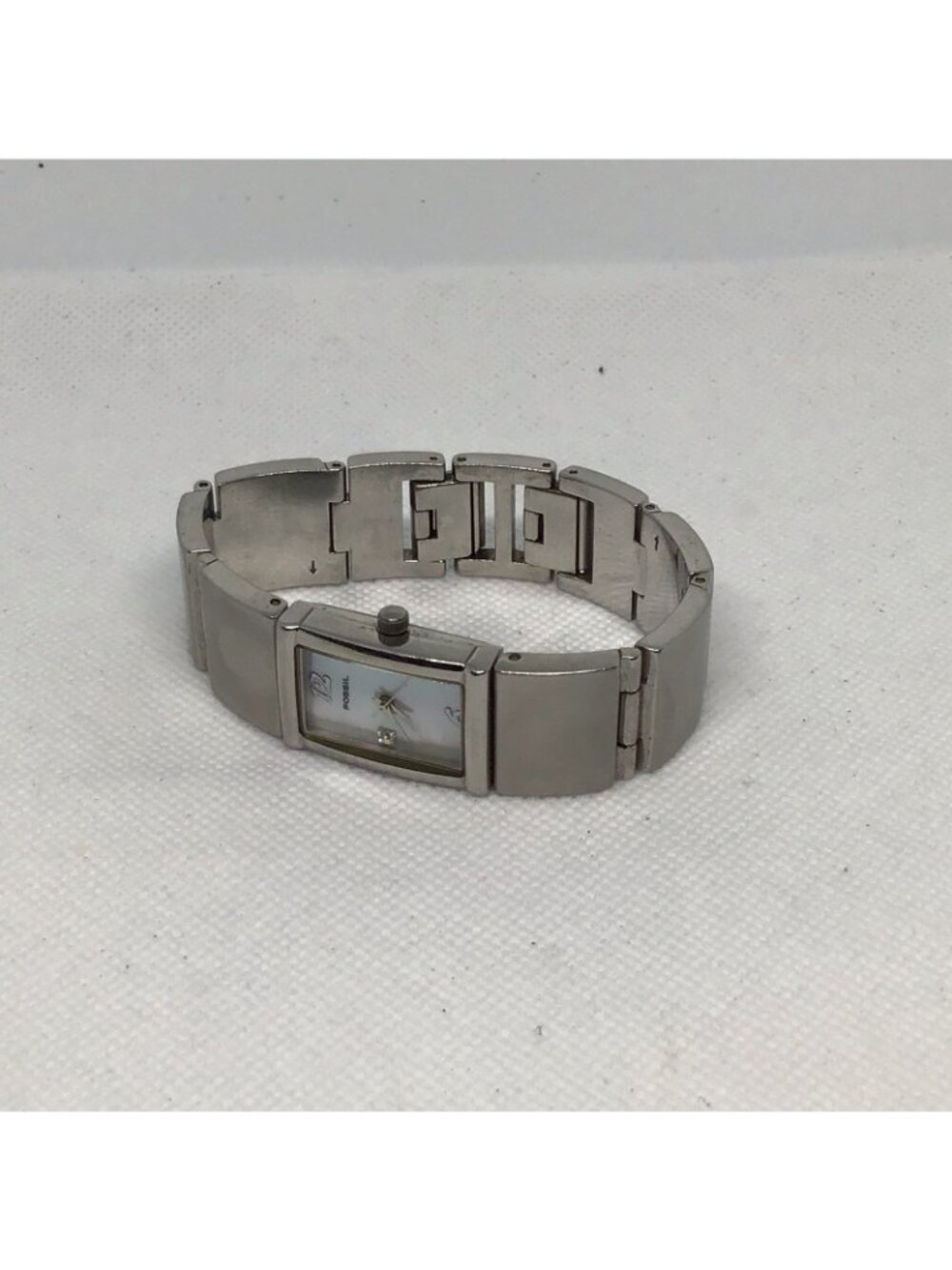 Fossil ES1710 Ladies Rectangle Silver Tone Rhinestone Mother of Pearl Watch - Picture 10 of 14